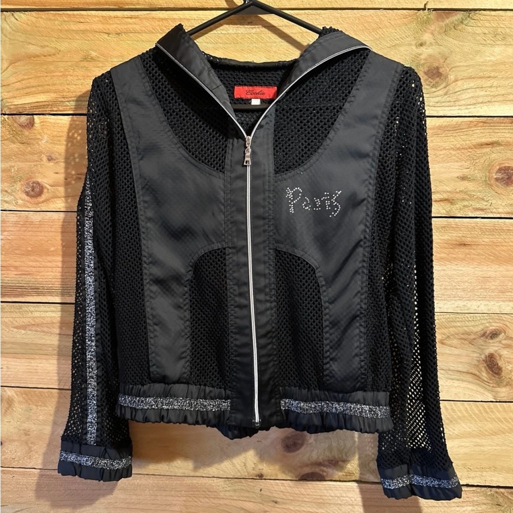 Cookie mesh jacket fabric by Italy black